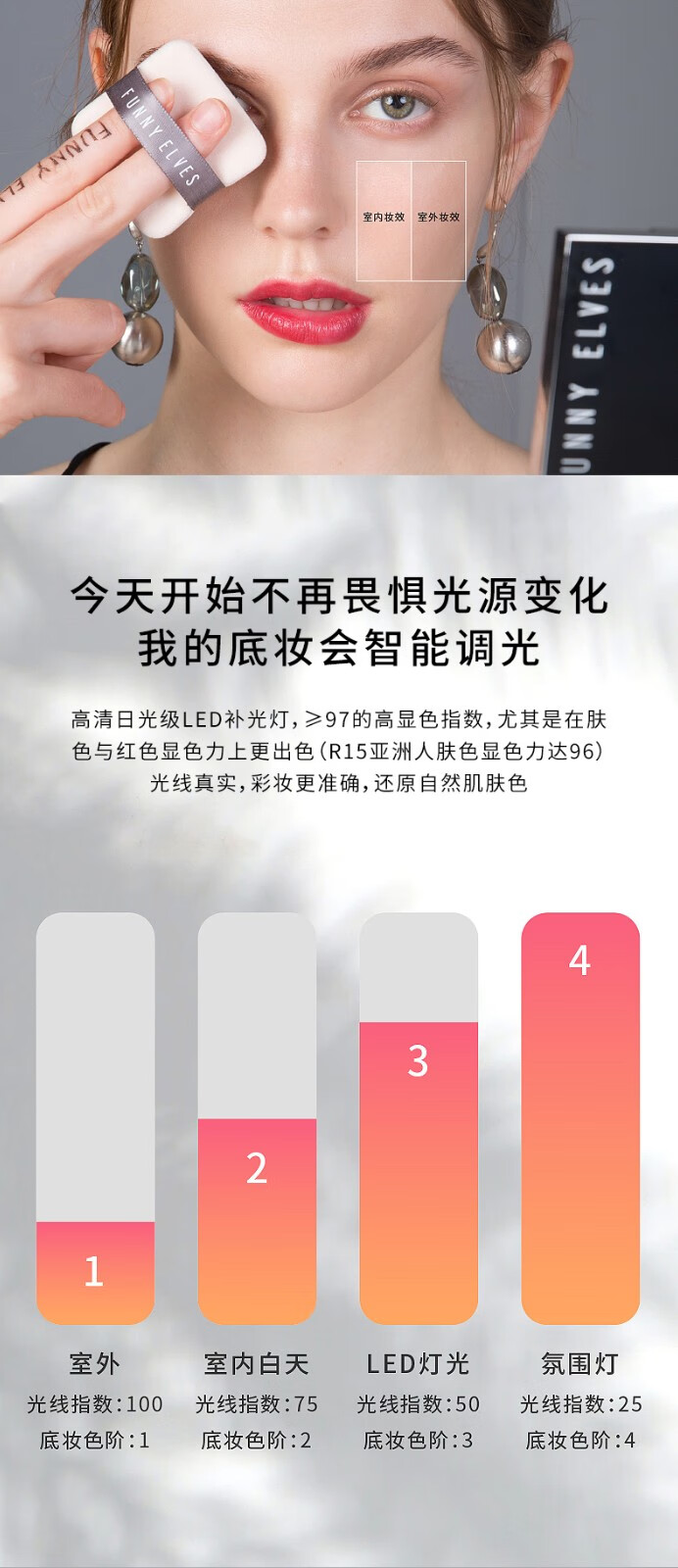 Funny Elves 粉饼eleves修容盘定妆蜜粉饼方里FE高光修容遮瑕控油不脱妆干粉 NU00清透养肤7g