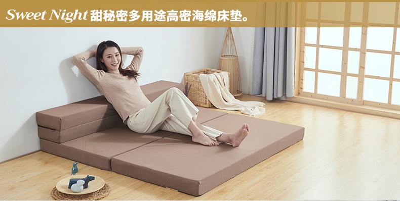 Sweetnight 海绵床垫榻榻米垫子学生家用宿舍单人褥子软垫多用可折叠床垫 卡妮 1.0米*2米