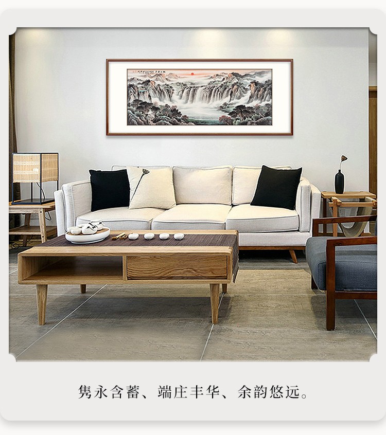 手绘真迹弘舍客厅装饰画山水画字画办公室挂画国画沙发背景墙壁画富水