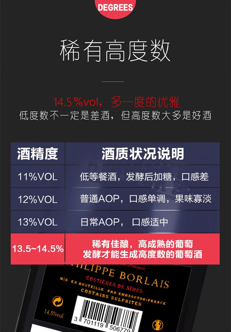 法国进口 Philippe Borlais 菲利宝莱 AOP级 传奇干红葡萄酒 750mL*6瓶*2箱 多重优惠折后￥268