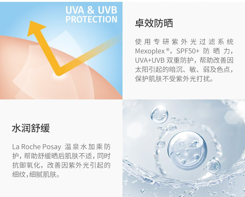 理肤泉特护清盈防晒乳 SPF50+ PA++++ 军训学生大哥大防晒霜 七夕节礼物 400 50ml