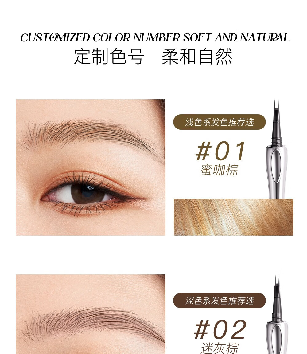 三资堂二叉眉笔女野生眉下睫毛眼线笔不晕染防水防汗持久不脱色极细学生 02#迷灰棕【适合深发色】