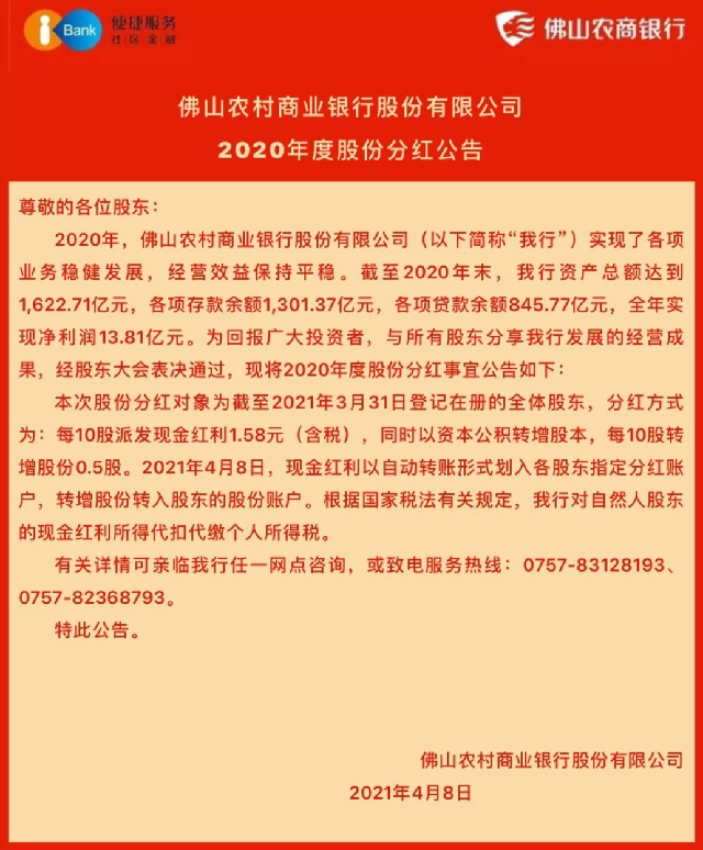 （股金）93576股，广东佛山农村商业银行自然人原始股权，带股权证，含2021分红。