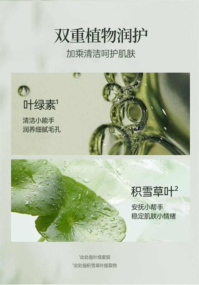 菲脂美妆工具 叶绿素氨基酸洗面奶男女士深层清洁黑头毛孔粗大 3支