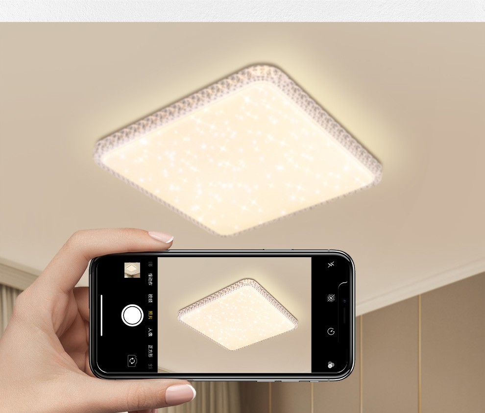 雷士照明(NVC)led吸顶灯 卧室灯现代简约仿水晶满天星璀璨光效轻奢灯饰灯具 力荐!【碧玉】满天星 36瓦三段调光卧室灯单灯