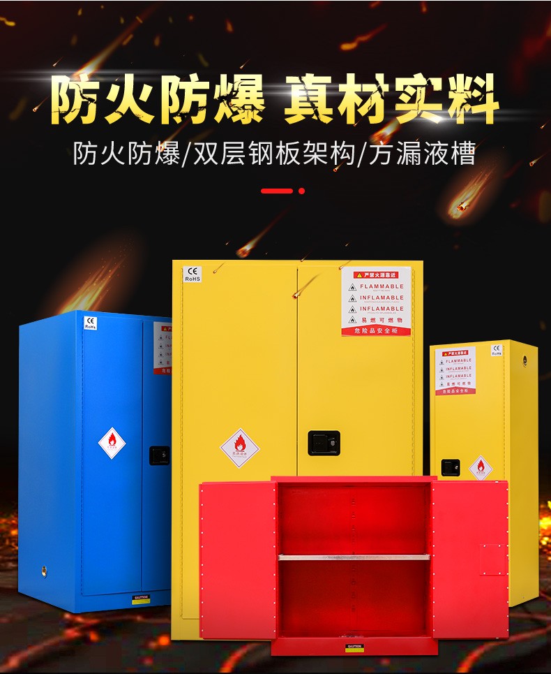 工业防爆柜化学品安全柜易燃易爆液体存放柜储存柜实验室危化品加仑酒精油漆危险品工业防火箱防爆箱 90加仑黄【加厚】-含挂锁【黄蓝红备注】