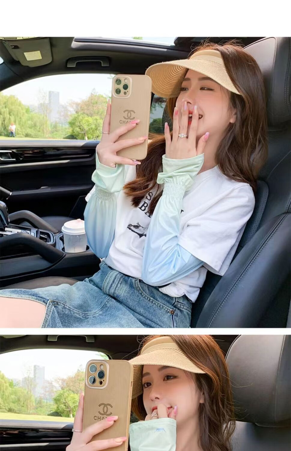 帝达芙美妆渐-变-冰-袖-防-晒-女-冰-薄-袖-套-冰-丝-料-开-车-夏-季 2双【渐变蓝+渐变粉】 均码