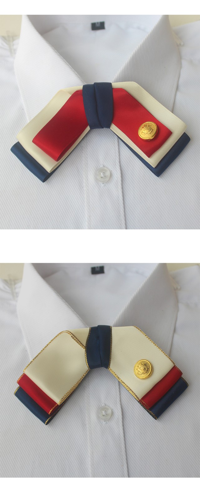 朵影日韩职业女士领花领结女生制服领花银行酒店胸针仿珍珠蝴蝶结头花