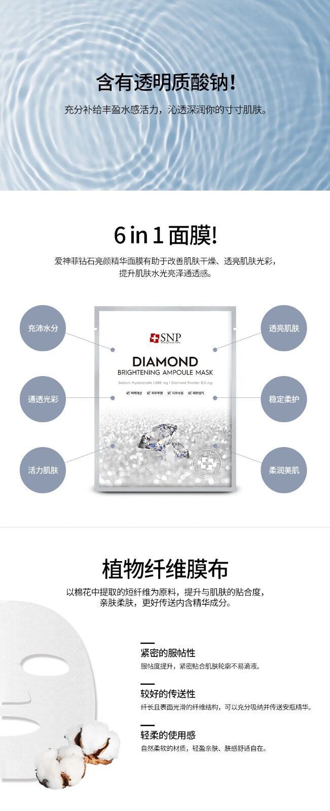 SNP爱神菲韩国SNP面膜睡眠面膜海洋燕窝黄金免洗舒缓补水保湿 银色-传明酸睡眠面膜20条/盒