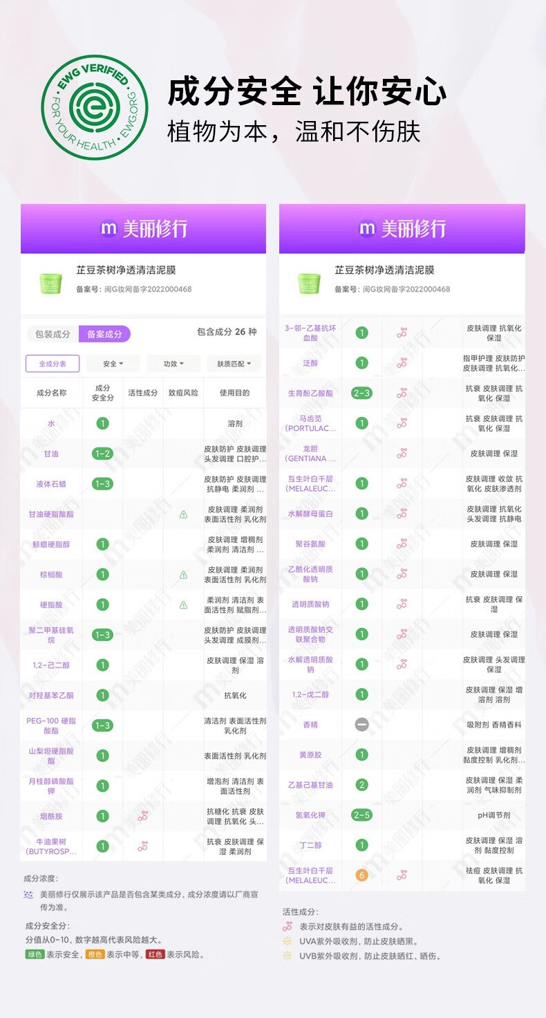 芷豆茶树净透绿茶泥膜清洁面膜深层补水去黑头粉刺收缩毛孔 泥膜100g[体验装]