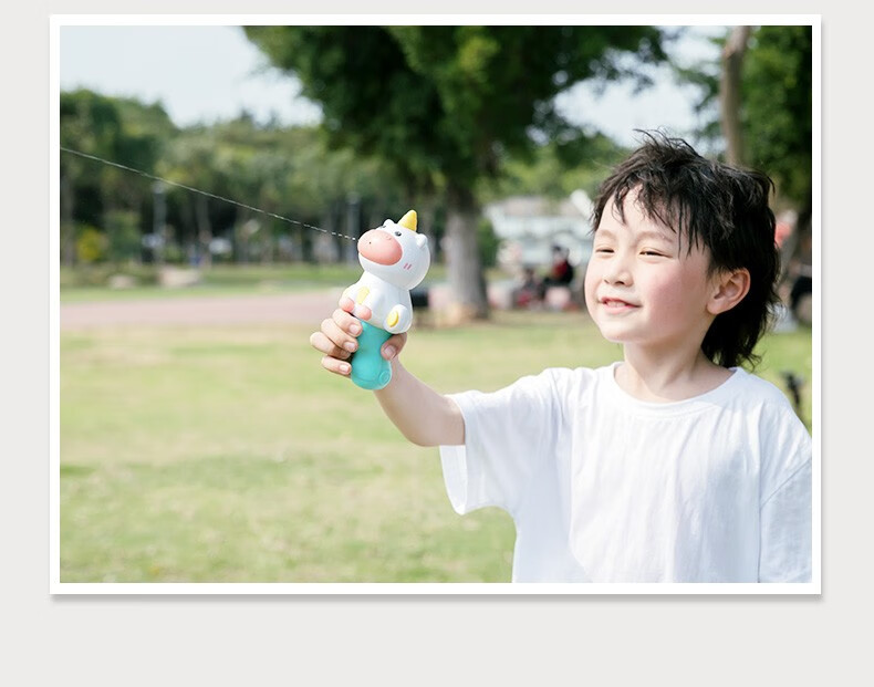 鲁咔贝卡（LUCBEK）儿童戏水背包水枪玩具夏天滋水枪抽拉式电动水枪男孩女儿童礼物 粉彩虹马手动版-双喷头模式