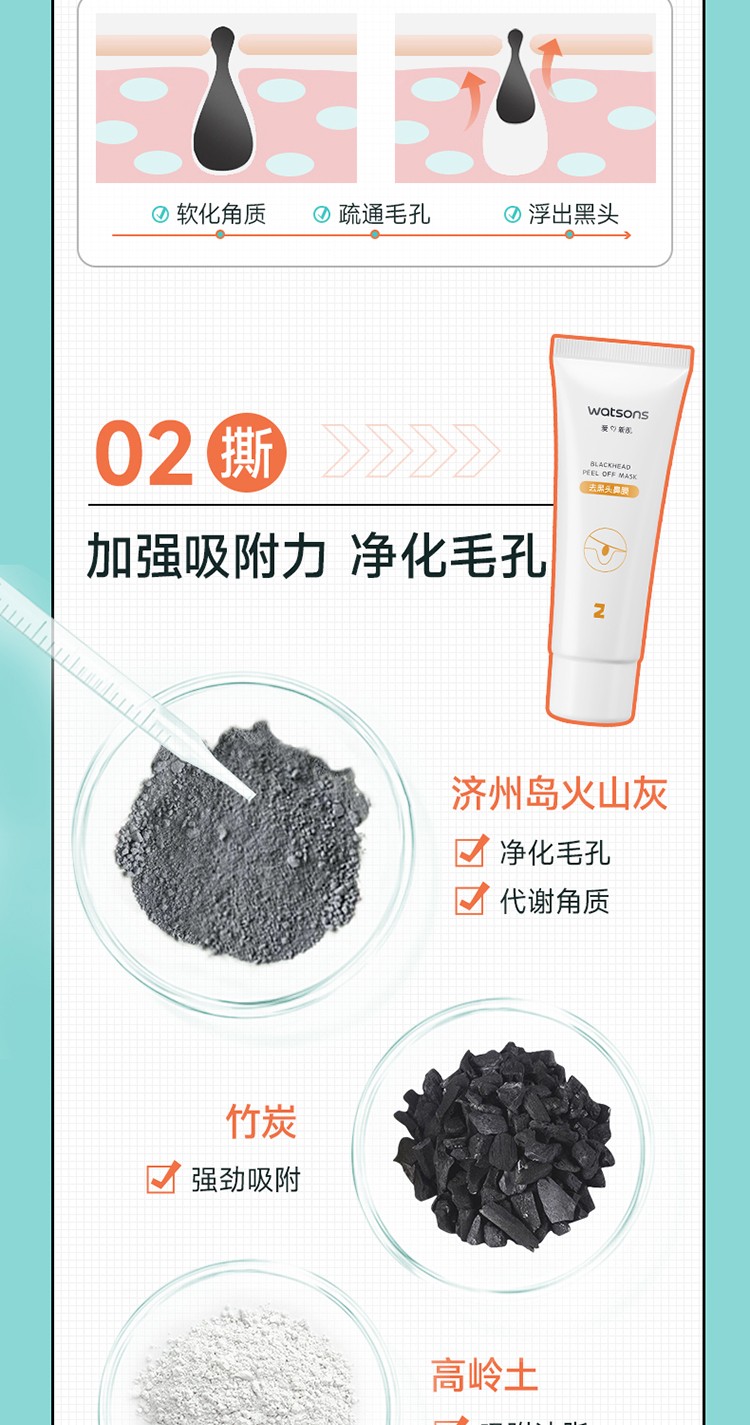 屈臣氏毛孔净澈去黑头护理套装 导出液+鼻膜+精华液