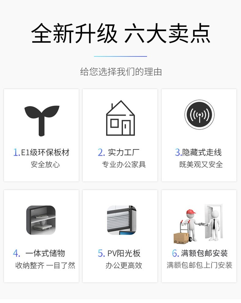 龙案 职员办公桌办公室屏风工位办公家具隔断工作6人位财务办公桌组合4人员工电脑桌 北美胡桃+卡其色 单人位