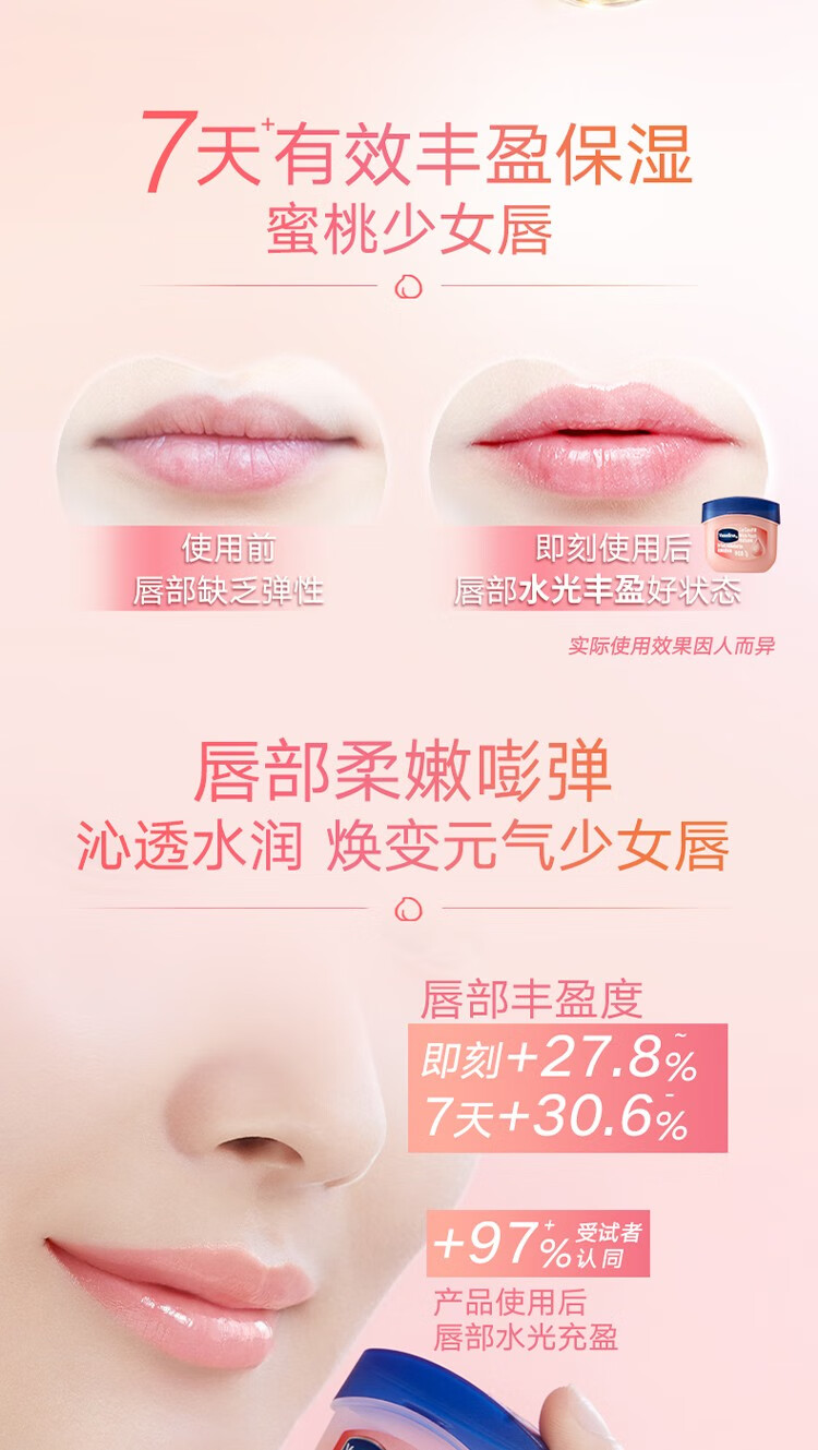 凡士林（Vaseline） 【屈臣氏】凡士林经典修护润唇膏 新旧包装随机发货 玫瑰花蕾味7克