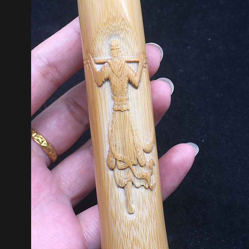 文玩竹雕工艺品高密度老料玉竹实心竹雕刻竹子手把件吊坠钥匙挂件大圣