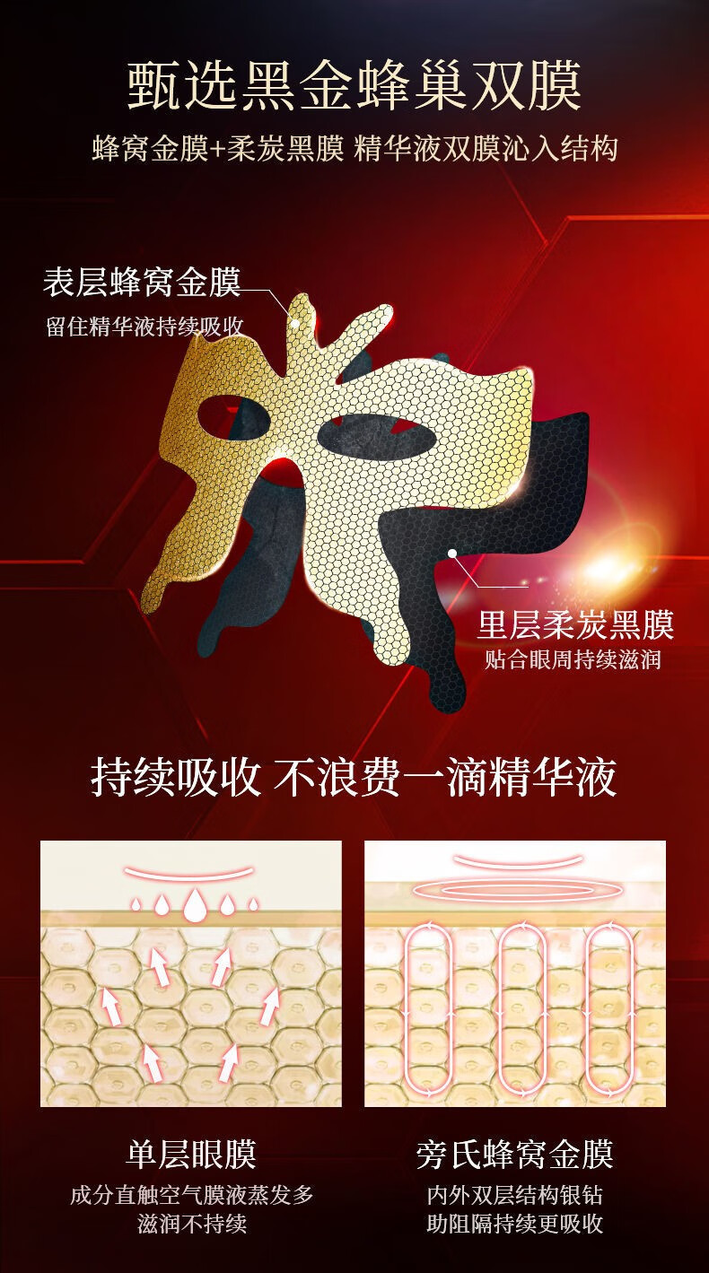 韩伦美羽黄金蜂窝御龄蝴蝶眼膜女眼纹法令纹鱼尾纹眼袋黑眼圈保湿补水肌活 （推荐）4盒20片黄金蝴蝶眼膜