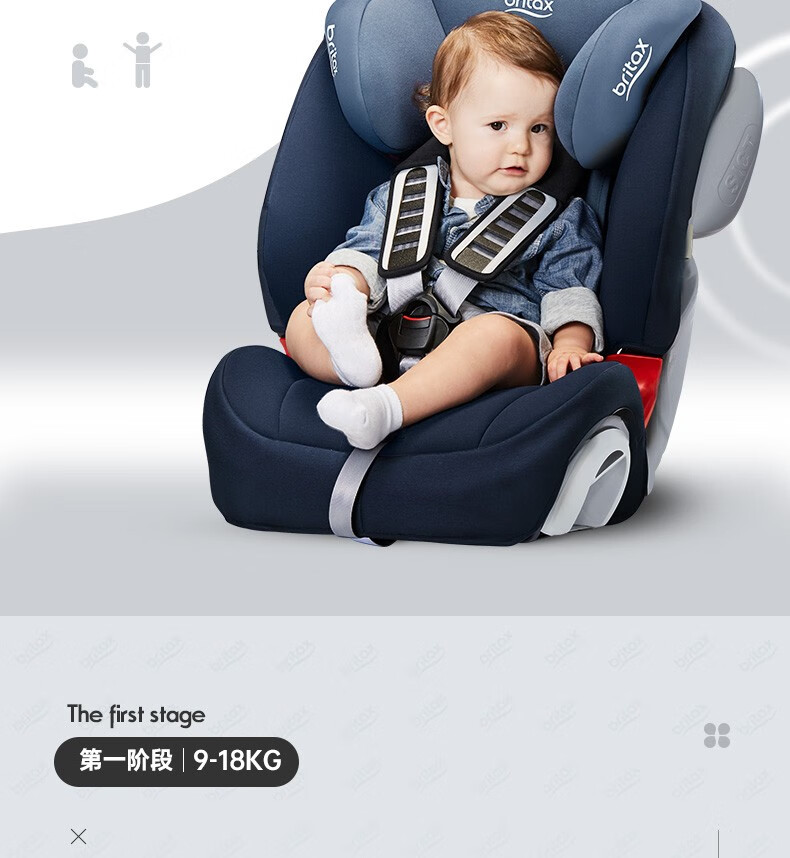 宝得适（Britax）宝宝汽车儿童安全座椅9个月-12岁防侧撞升级全能百变王 月光蓝【JD物流】