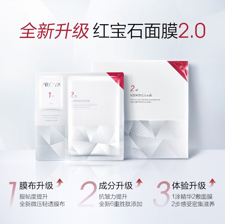 珀莱雅红宝石面膜2.0 补水保湿淡纹抗皱提亮面膜 女士护肤品情人节礼物 【人气必选】红宝石面膜10片装