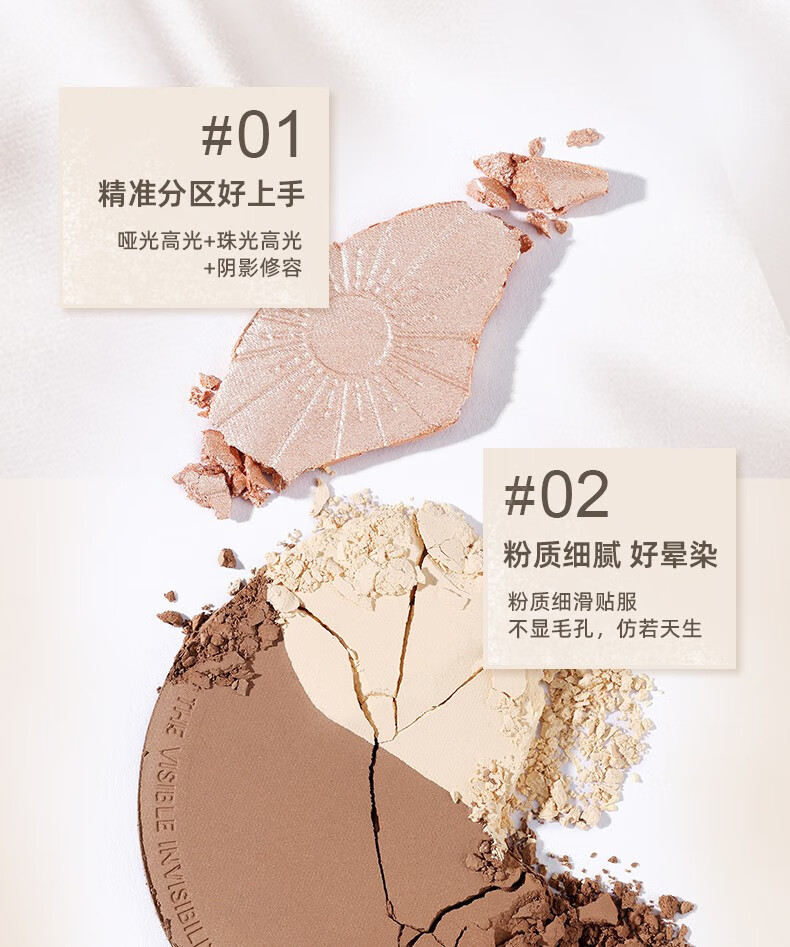foreverkey修容盘梦幻塑颜修容高盘三色高光鼻影哑光珠光发际线粉侧影一盘多用 梦幻塑颜修容盘