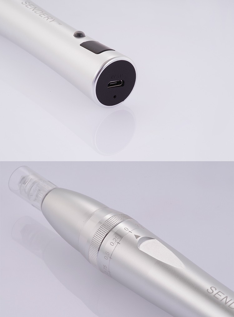 SENDERY西德瑞纳米硅晶生头发电动微针导入仪微晶头皮专用家用红光微针中胚层导入头皮管理美妆工具 银色+20个微针头