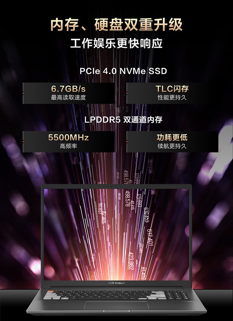 华硕灵耀Pro16 2022 新锐龙R7游戏轻薄设计办公笔记本电脑 120Hz高刷 R7-6800H  RTX3050Ti 2.5K黑