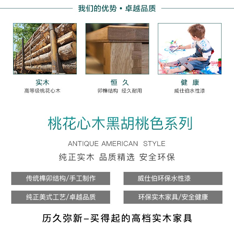 方寸毫厘 圆桌 实木圆餐桌 大圆桌子  美式实木餐桌家用 餐台餐厅家具 可选实木餐桌椅组合 深胡桃色 1.2米大圆桌