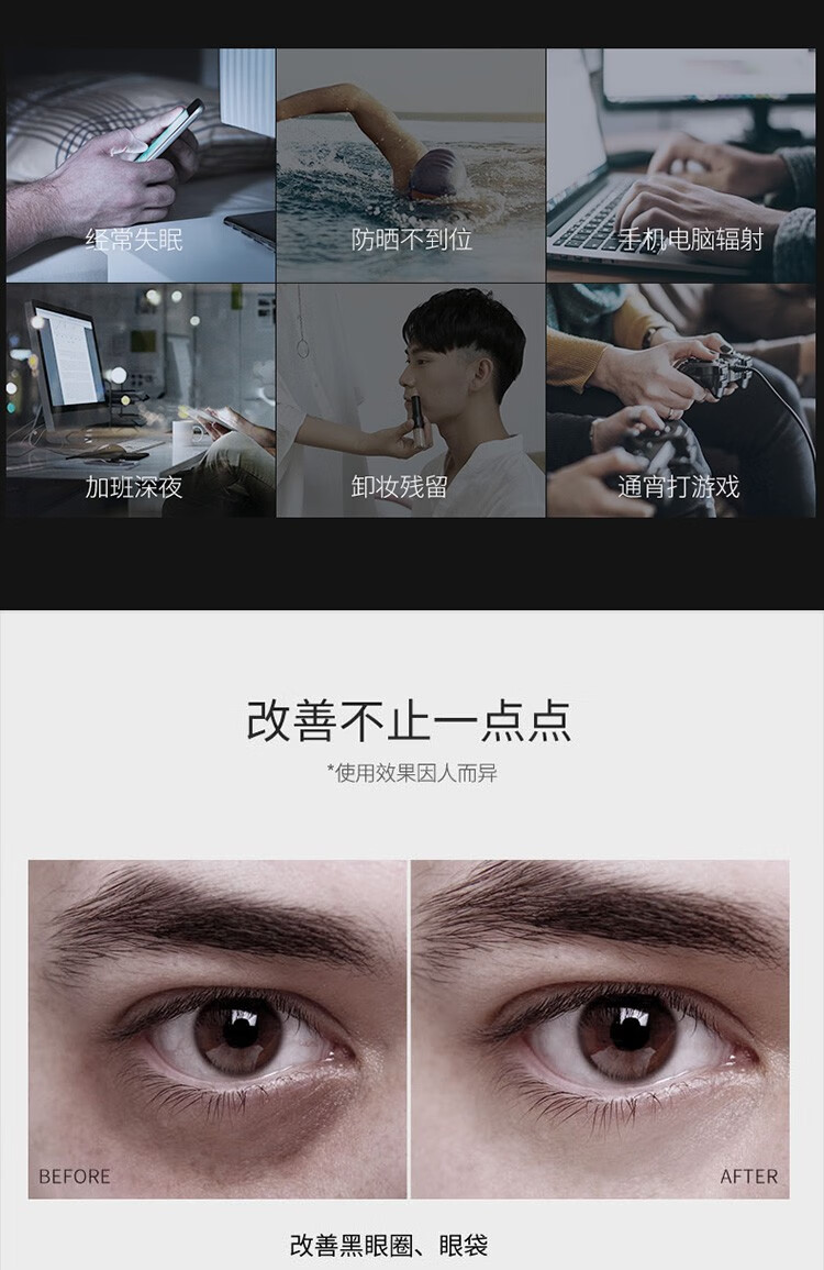 欧莱雅男士眼霜抗皱紧致淡纹黑眼圈眼袋提亮改善细纹 锐能抗皱眼霜15ml（淡化黑眼圈）