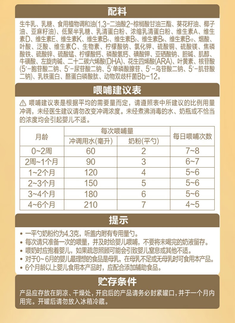 飞鹤星飞帆卓睿婴儿配方牛奶粉1段06个月婴儿适用750克6罐