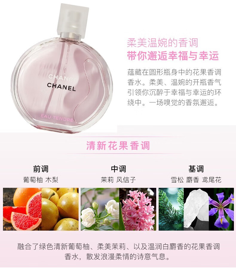 香奈儿（Chanel）【春节情人节礼物】粉邂逅香水持久淡香柔情邂逅淡香水50ml 送女