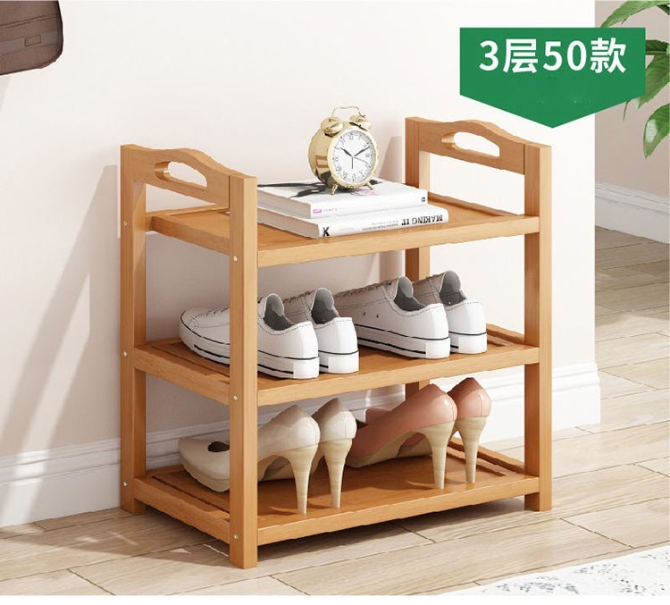 湃亮鞋架门口简易家用室内经济型多层多功能宿舍鞋柜竹鞋架子防尘小型收纳架置物架 常规款五层70CM