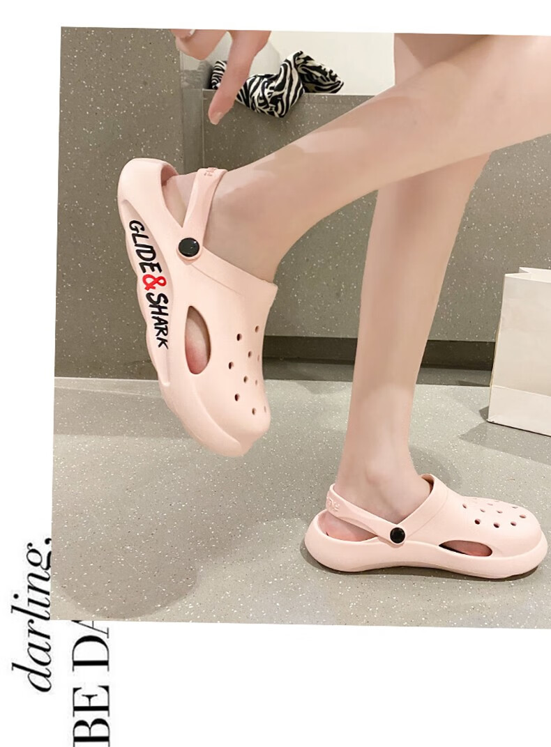 nbcross官方新款洞洞鞋女包头拖鞋凉鞋沙滩鞋时尚平跟凉鞋2268浅绿37