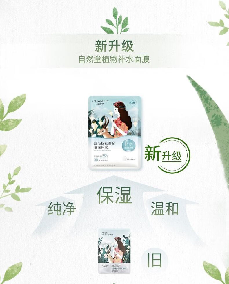 自然堂（CHANDO）面膜喜马拉雅舒缓补水保湿细致毛孔平衡肌肤油脂焕亮清新植物女 12片 随机搭配(可选)