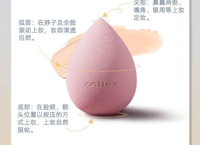 美卡芙优（MUFY）化妆粉扑棉花糖气垫海绵扑干湿两用底妆扑柔软定妆上妆粉底液BB霜 三角饭团3个盒装