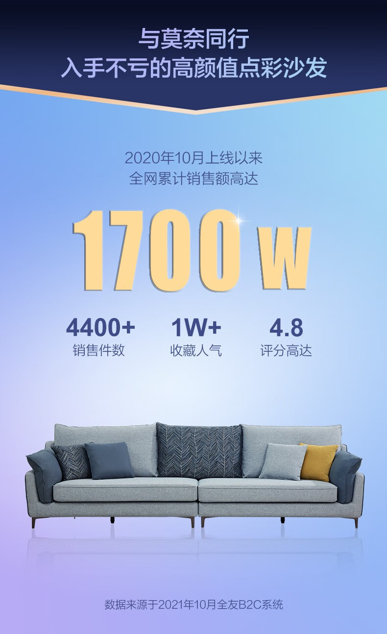 全友家居 沙发 现代北欧回弹释压海绵简约舒适双层扶手双侧可储物客厅沙发组合102579 正向布艺沙发(1+3+转)