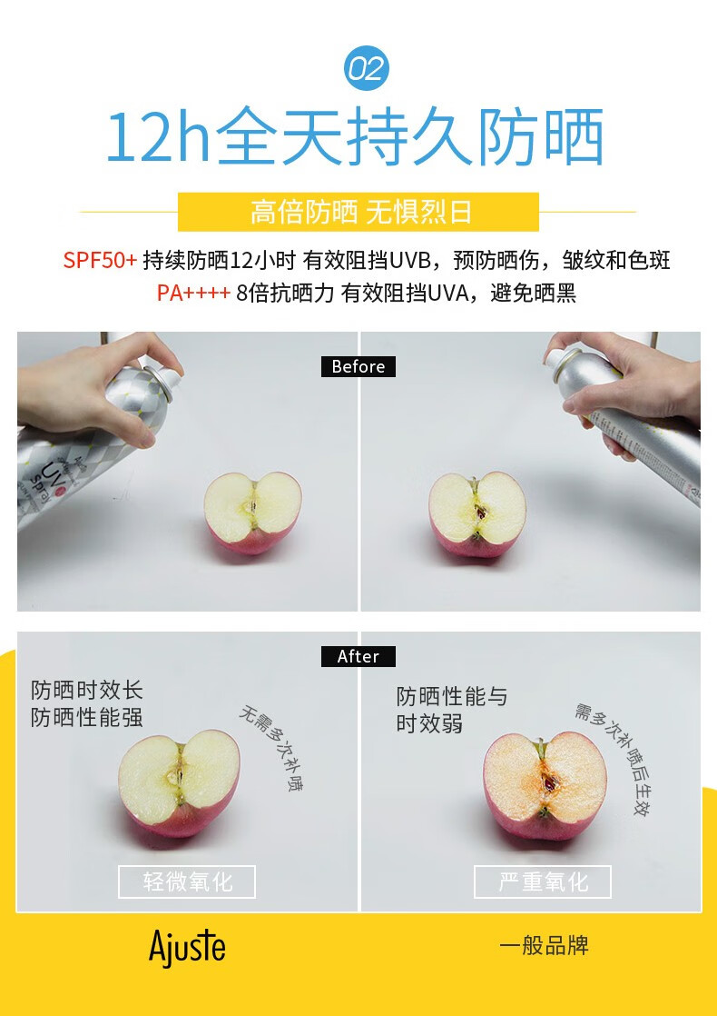 爱伽丝（Ajuste） 日本进口 明星同款时尚男女定妆防水防汗不油腻速干隔离防晒喷雾 白色无香款 320ml