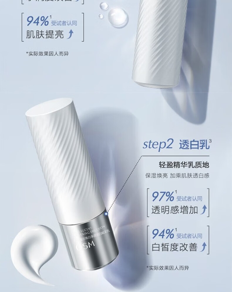 欧诗漫（OSM）水乳双源透白礼盒珍白因美白淡化斑护肤品套装补水保湿化妆品全套 双源礼盒【水+乳+霜+精华】