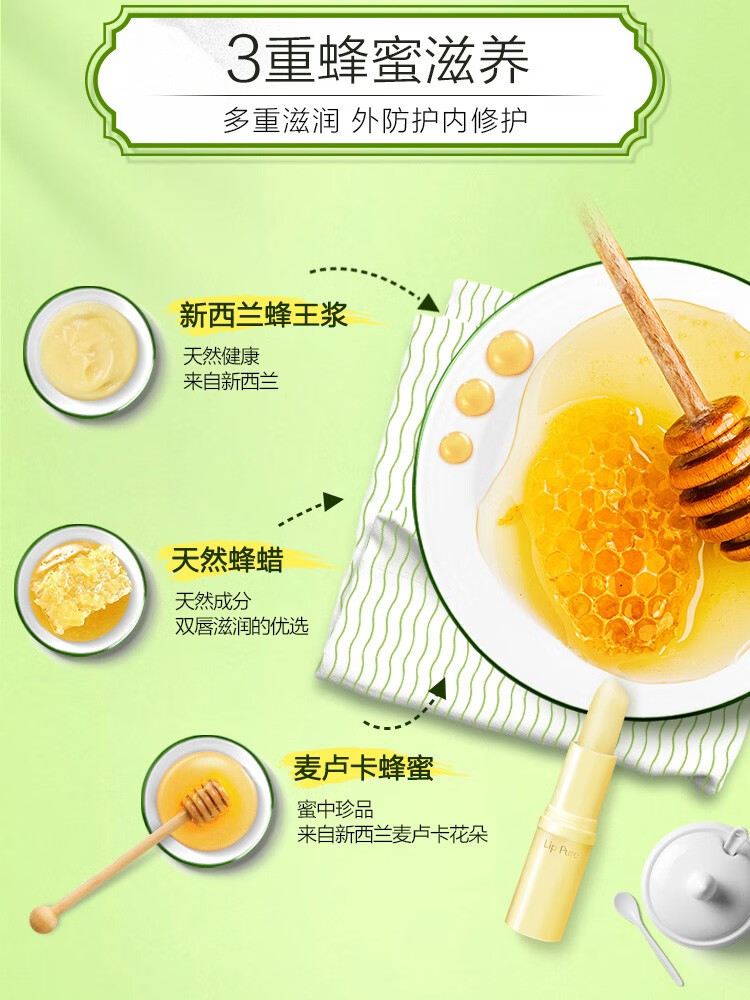 曼秀雷敦（Mentholatum） 润唇膏女 蜂蜜天然植物 滋润保湿补水 淡化唇纹 孕妇学生 无香料*2支