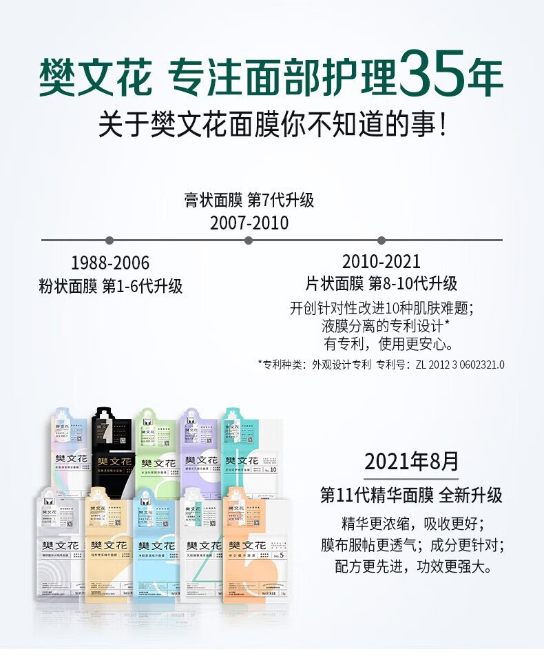 樊文花（fawa）樊文花1号玻尿酸补水精华面膜透明质酸钠嫩肤补水保湿中秋送礼 10片