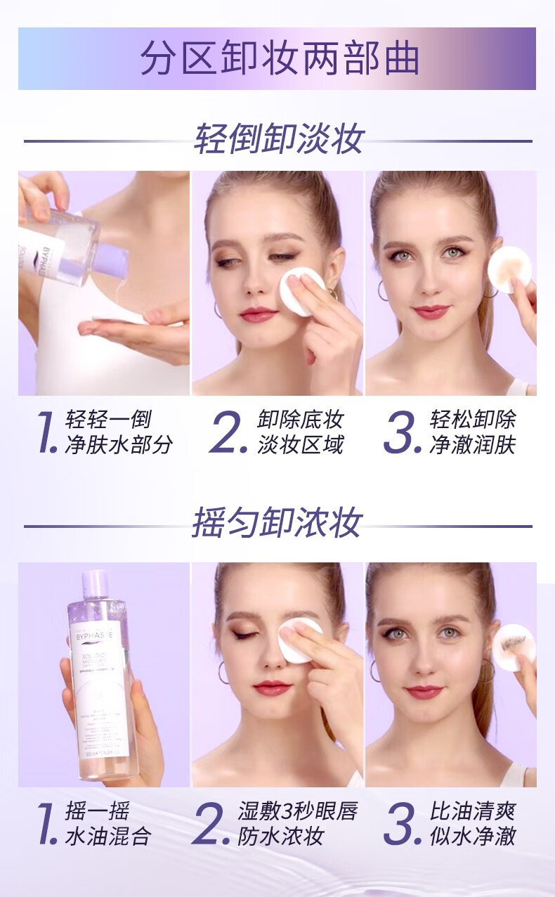 蓓昂斯（BYPHASSE）卸妆水温和多效敏感肌适用学生党平价护肤西班牙进口 蓓昂斯卸妆水500ml*2