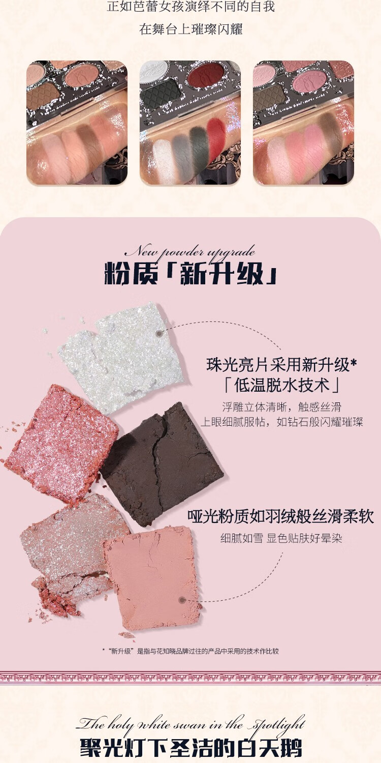 花知晓天鹅芭蕾六色眼影哑光珠光眼影盘百搭送女友礼物 02黑天鹅