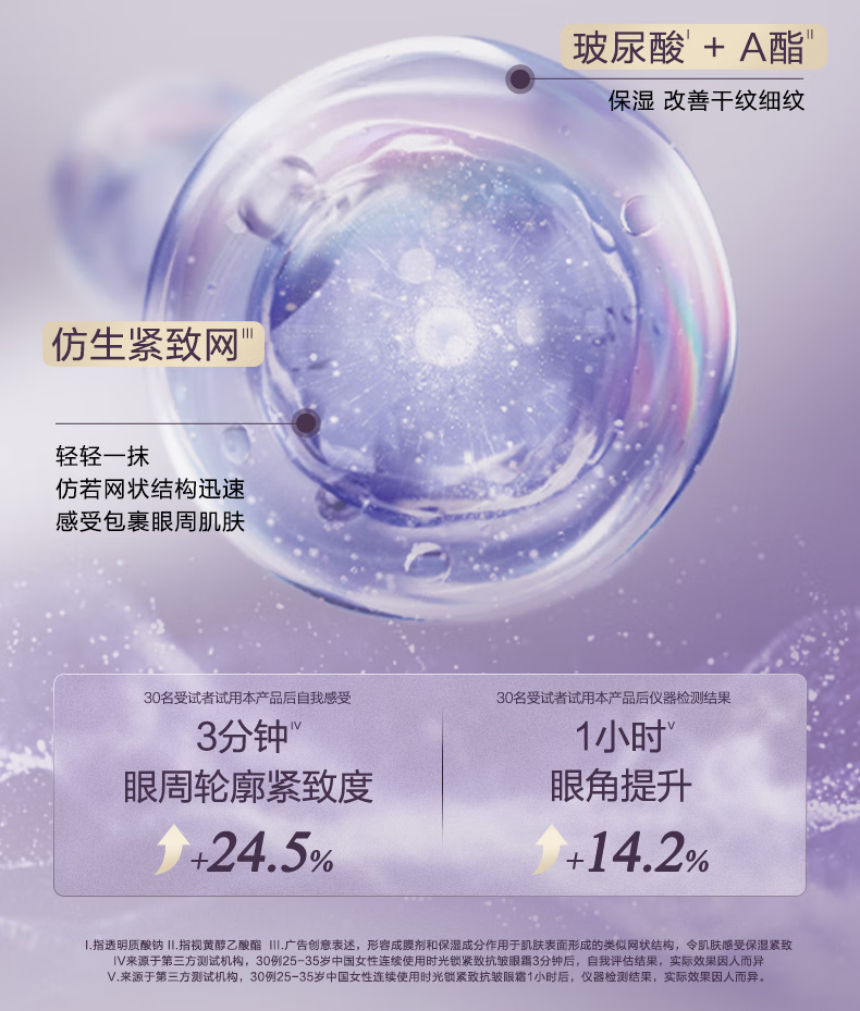 欧珀莱（AUPRES）【唐嫣同款】第5代小紫钻眼霜 紧致淡纹  礼物送女友送老婆 眼霜 25g