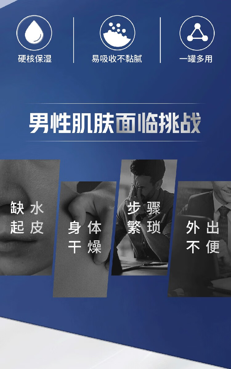 妮维雅（NIVEA） 蓝罐多效润肤霜滋润保湿补水乳液面霜脸部手部足部身体适用 原装进口男士润肤霜150ml