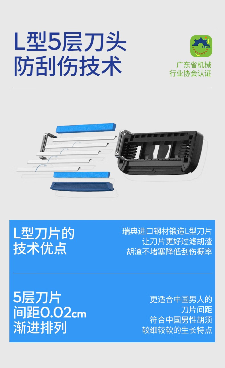 英吉利5层剃须刀手动防刮伤刮胡刀男士刮脸刀片旅行便携 3层刀1刀架6刀头+240ml须泡