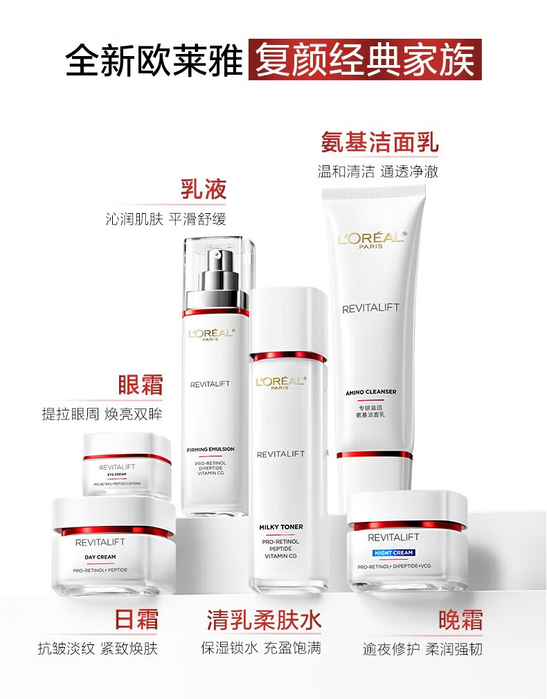 欧莱雅套装复颜专研新升级水乳护肤化妆品全套补水抗皱紧致礼盒生日礼物 洁面水乳霜6件套