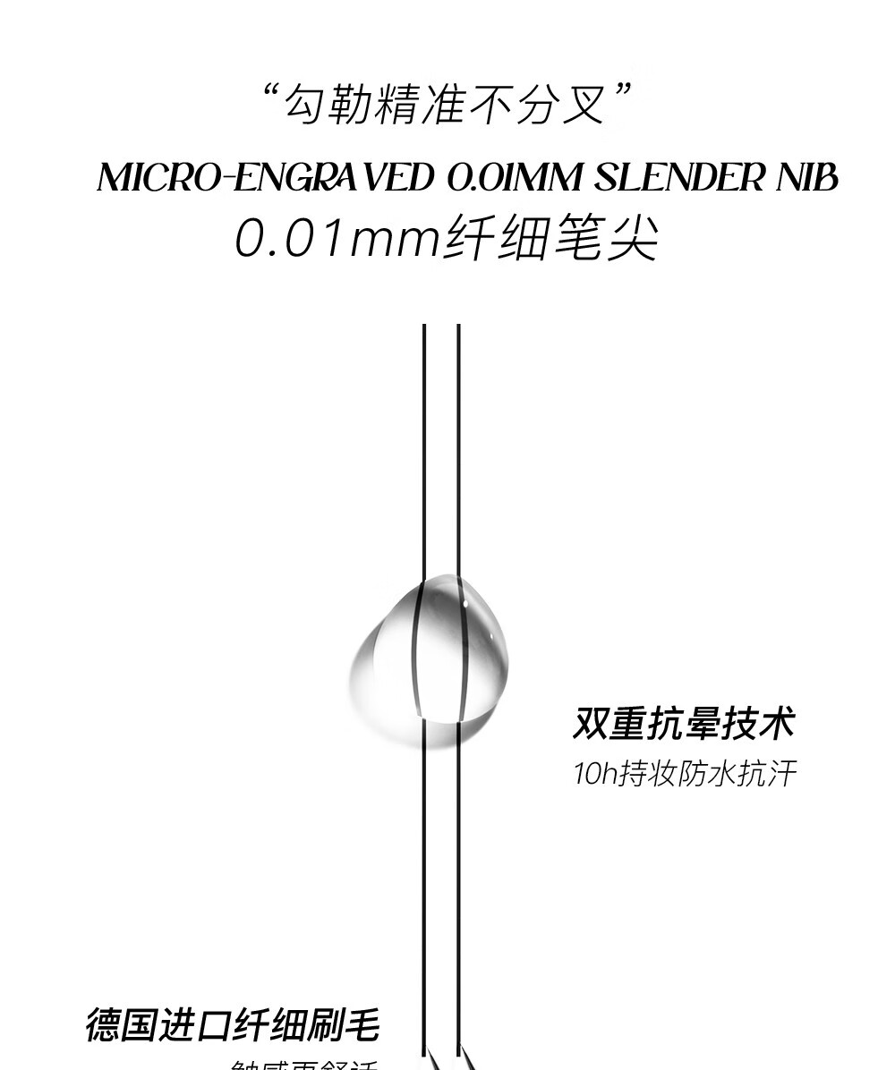 三资堂二叉眉笔女野生眉下睫毛眼线笔不晕染防水防汗持久不脱色极细学生 02#迷灰棕【适合深发色】