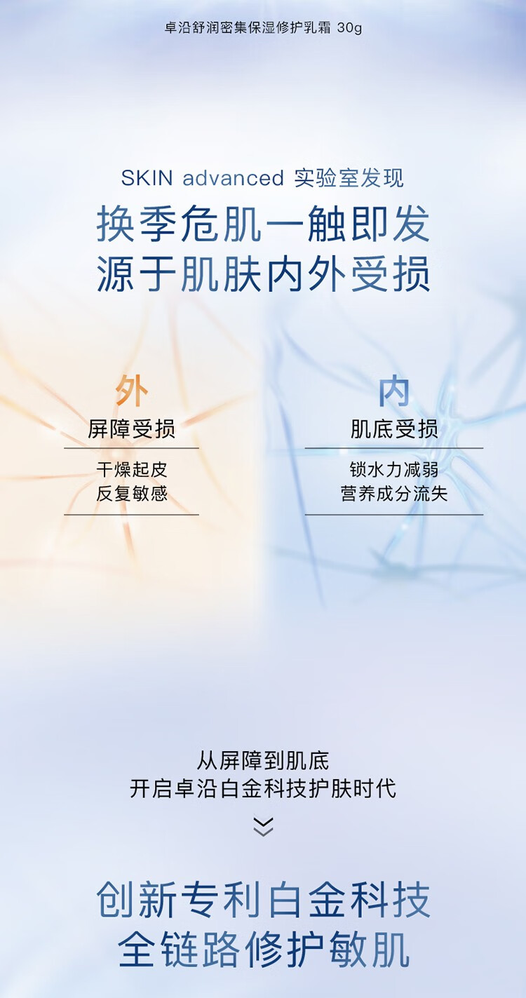 卓沿（SKIN ADVANCED）SA.卓沿舒润密集修护保湿乳霜30克 新旧包装随机发 1件