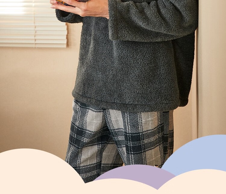 GUKOO 果壳 男士格子珊瑚绒保暖家居服套装 多款 69元包邮 值值值-买手聚集的地方