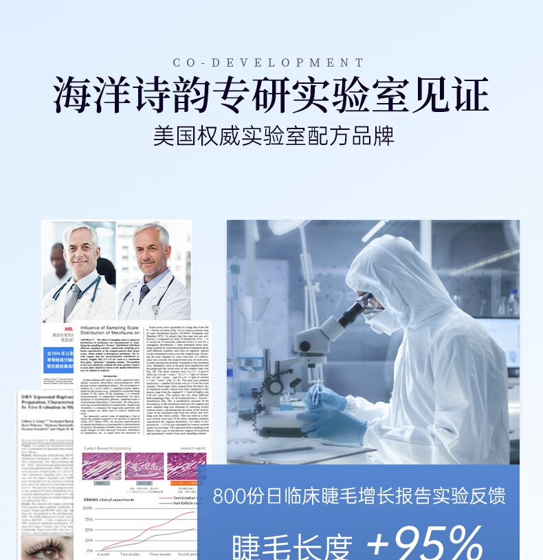 海洋诗韵睫毛营养液精华滋养纤长浓密乌黑发际线卷翘快速不晕染睫毛女防水 1支