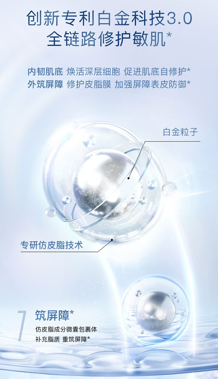 卓沿（SKIN ADVANCED）屈臣氏白金舒润系列  面部护肤套装敏肌适用 泡沫150ml+啫喱150ml+乳液50ml