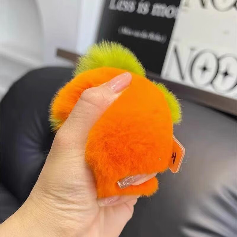 南暖美妆护肤美妆工具好柿发生毛绒挂件玩偶钥匙扣仿獭兔毛柿子挂件 好柿发生【经典柿子色】 圆环款式